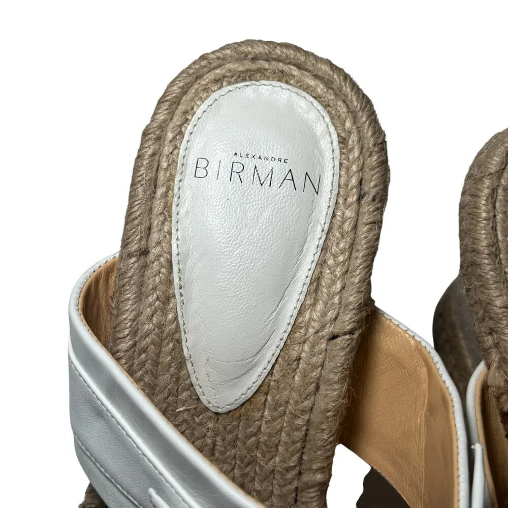 $495 Alexandre Birman White Clarita Espadrille Jute Wedge Sandals 39.5/8.5 Women